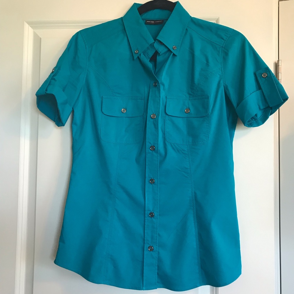 New York & Company Teal Button Down Shirt